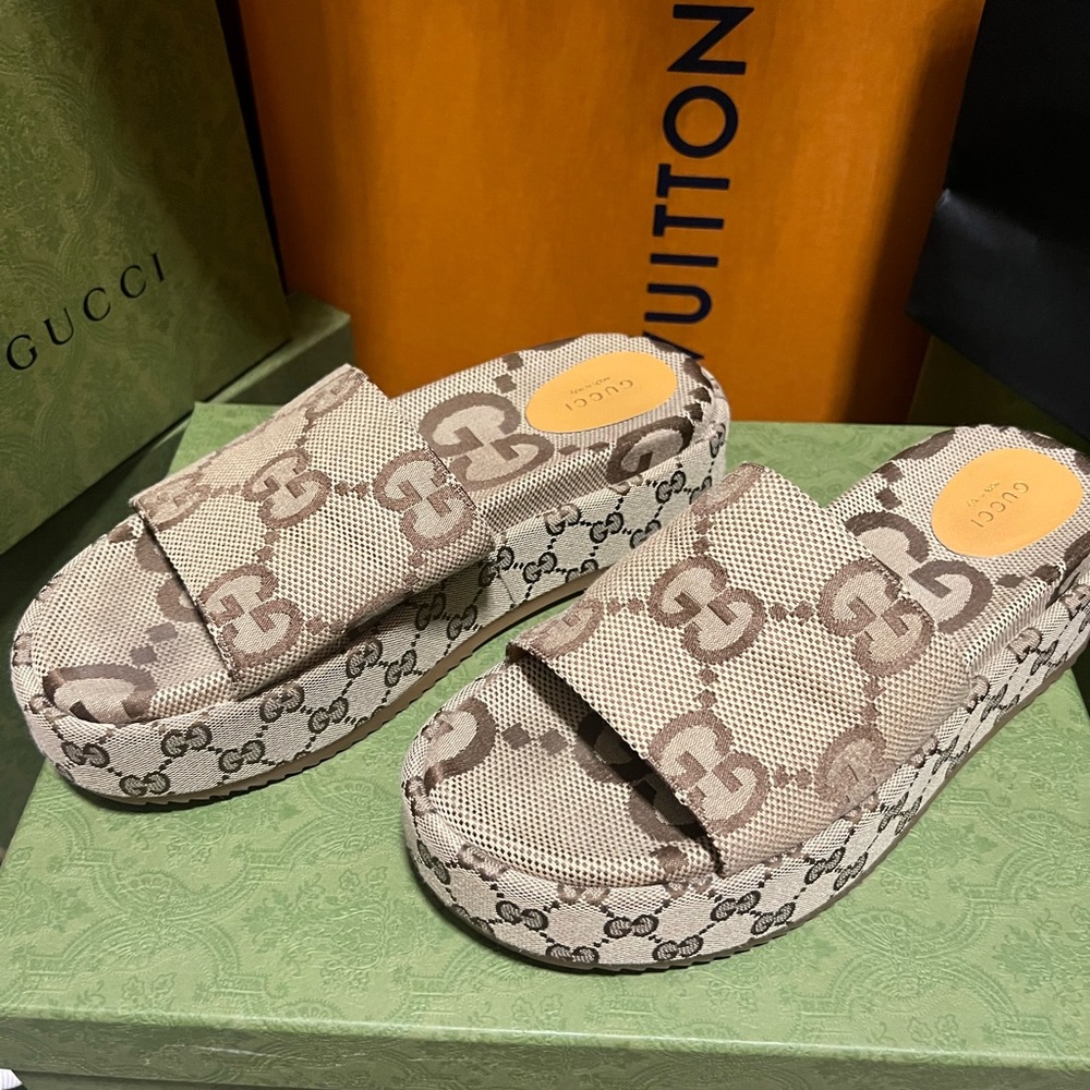 Gucci Angelina Logo Platform Slide Size 41